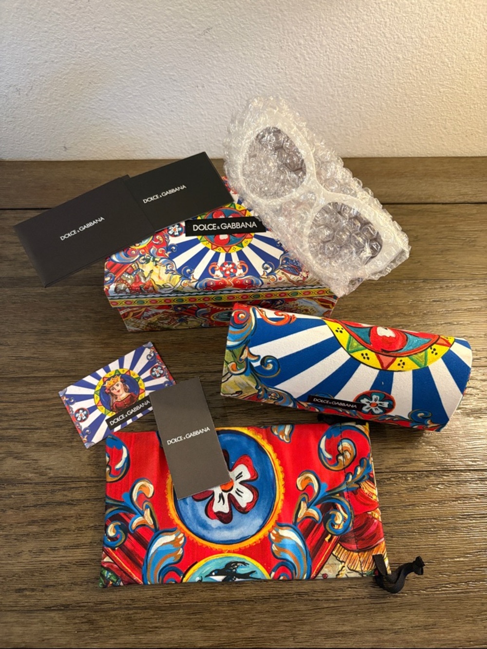 NIB [Dolce & Gabbana] Cat Eye Sicilian Carretto Callet Circus White Sunglasses - Picture 5 of 16